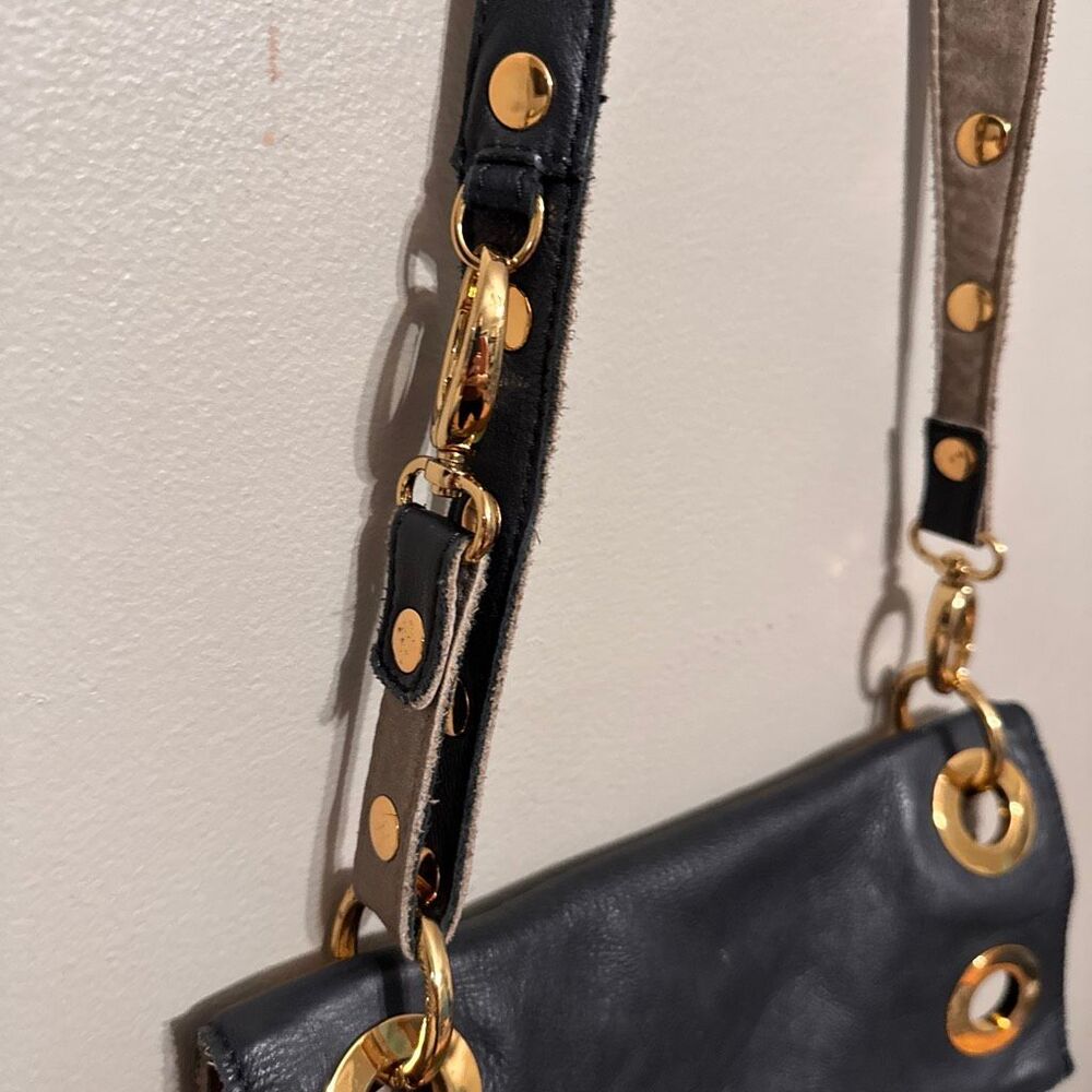 Hammitt Montana reversible black leather crossbody bag 11”x11” - Picture 4 of 12